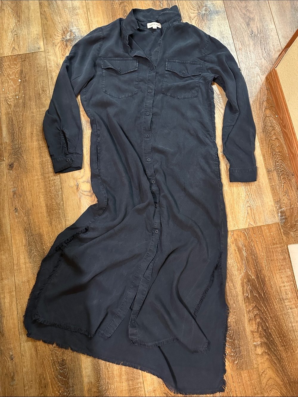 Cloth and Stone Shirt Dress maxi Size M navy Tencel